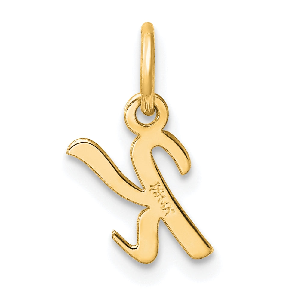 14K Yellow Gold Small Script Letter K Initial Charm