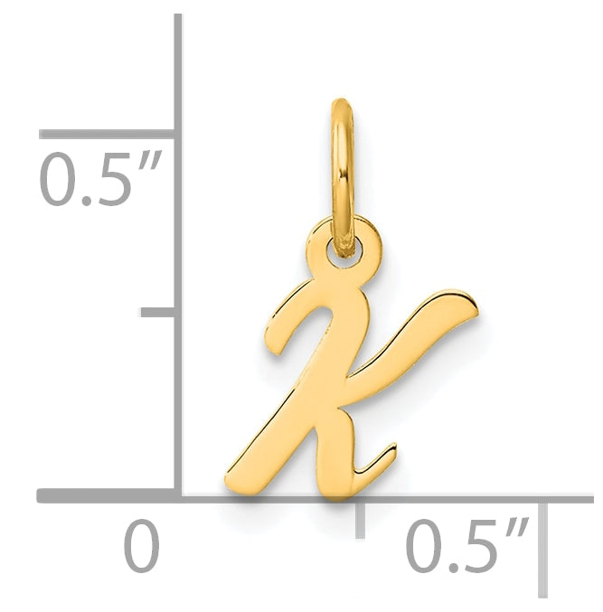 14K Yellow Gold Small Script Letter K Initial Charm