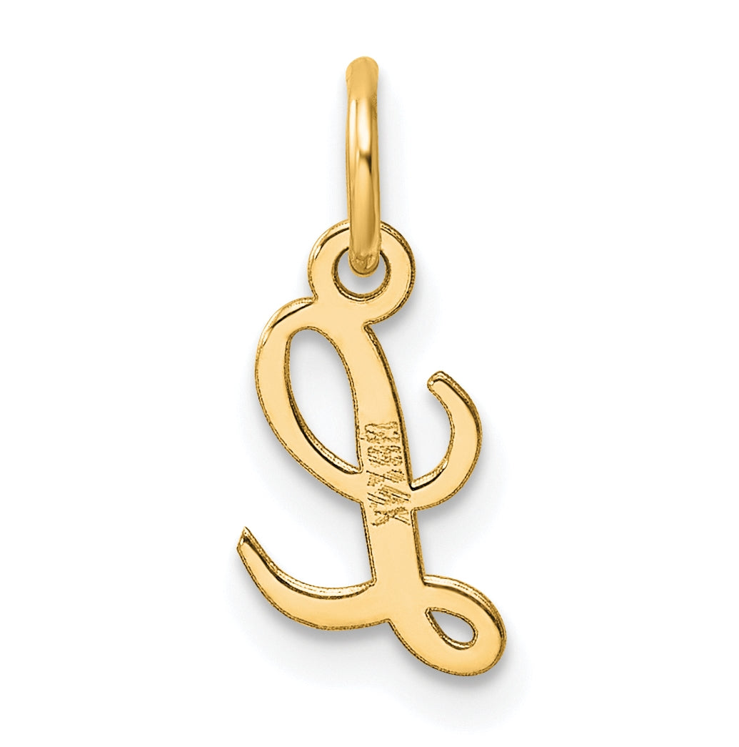 14K Yellow Gold Small Script Letter L Initial Charm