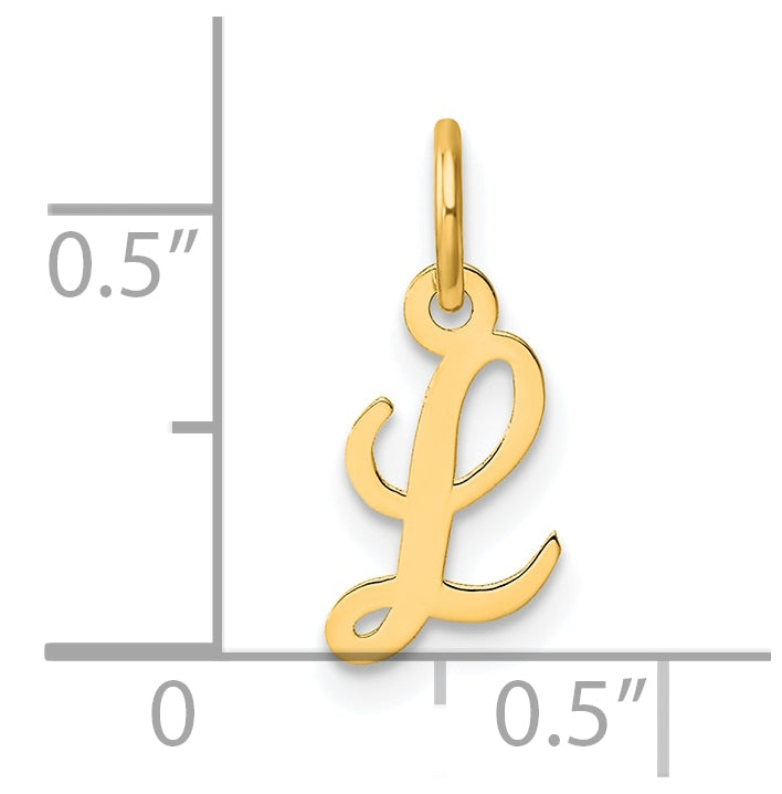 14K Yellow Gold Small Script Letter L Initial Charm