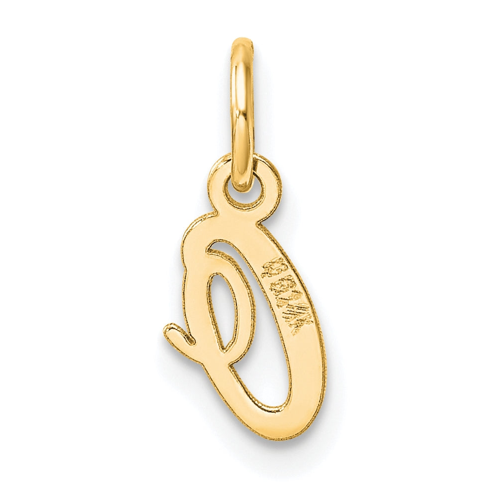 14K Yellow Gold Small Script Letter O Initial Charm