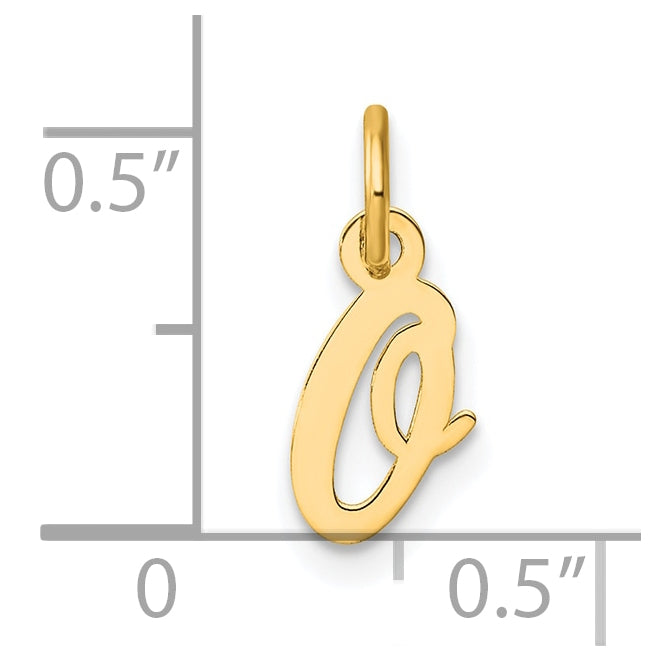 14K Yellow Gold Small Script Letter O Initial Charm