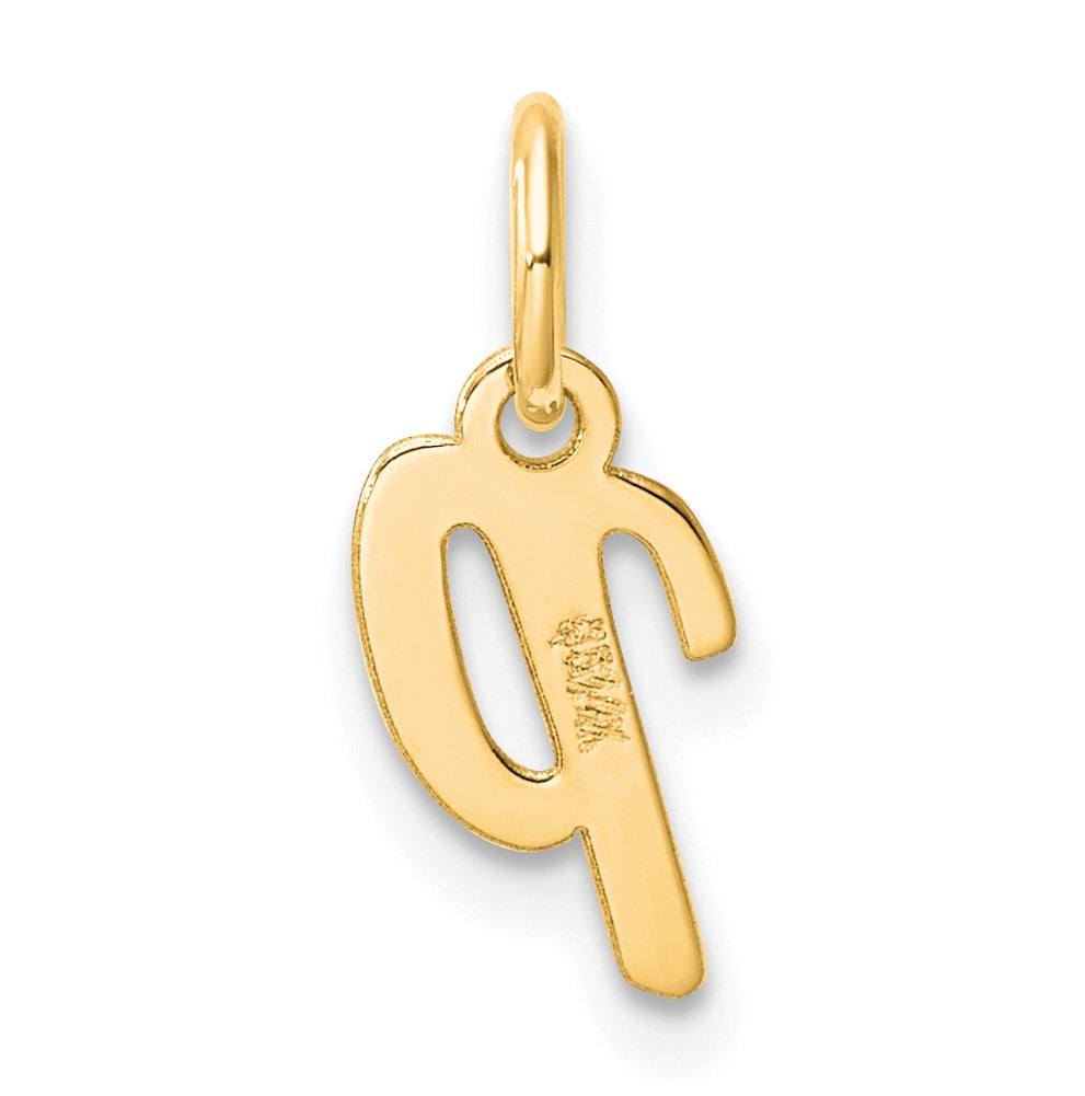 14K Yellow Gold Small Script Letter P Initial Charm