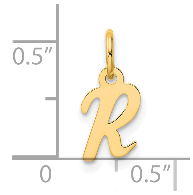 14K Yellow Gold Small Script Letter R Initial Charm