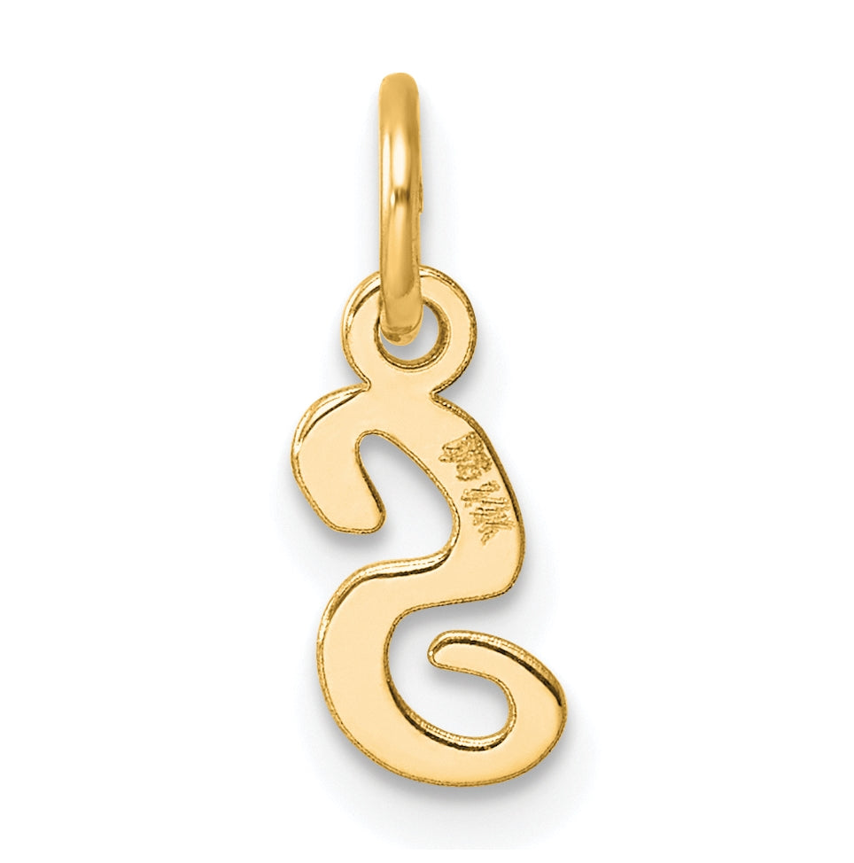 14K Yellow Gold Small Script Letter S Initial Charm
