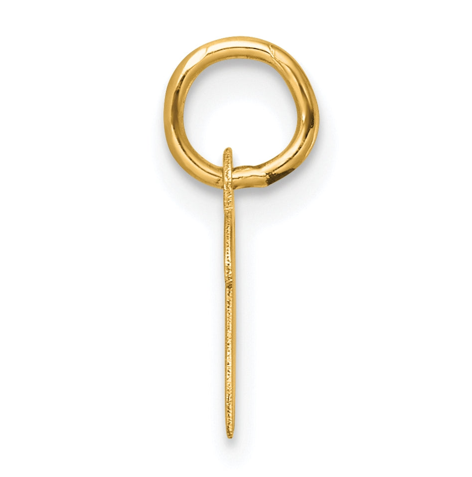 14K Yellow Gold Small Script Letter W Initial Charm