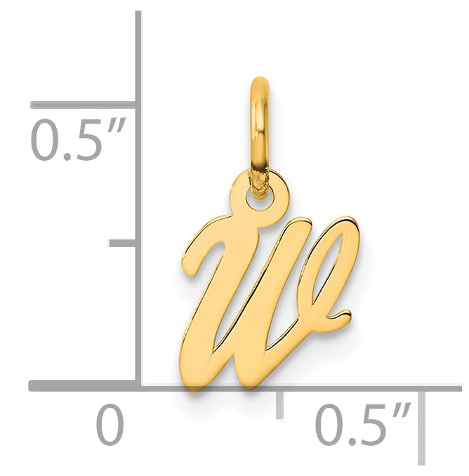 14K Yellow Gold Small Script Letter W Initial Charm