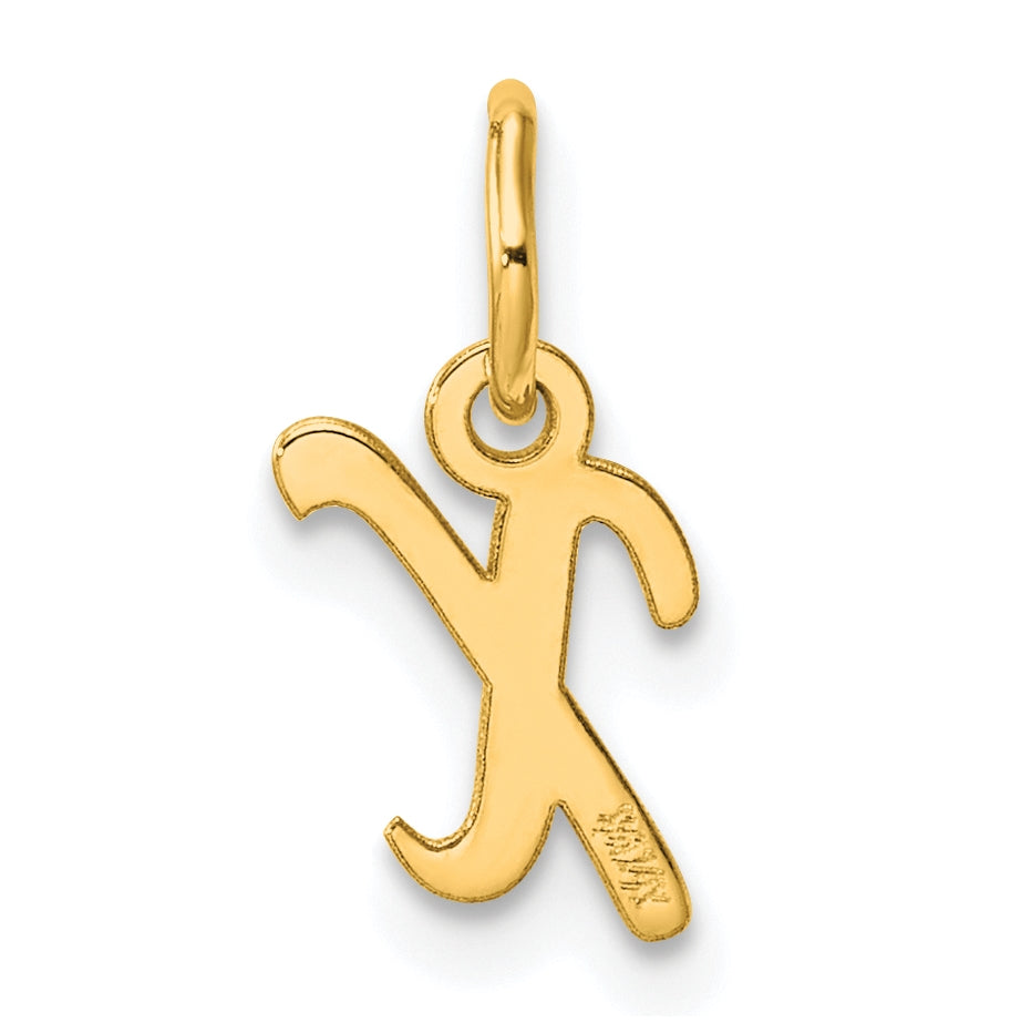 14K Yellow Gold Small Script Letter X Initial Charm