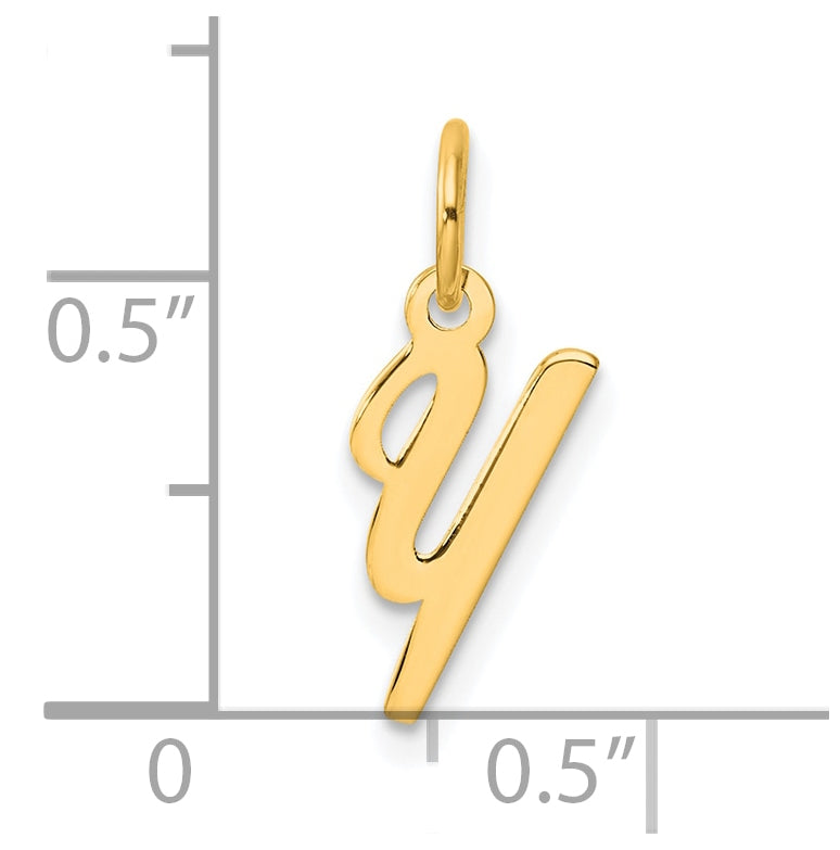 14K Yellow Gold Small Script Letter Y Initial Charm
