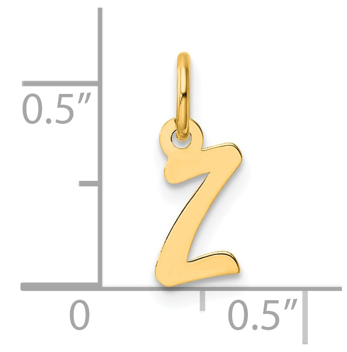 14K Yellow Gold Small Script Letter Z Initial Charm