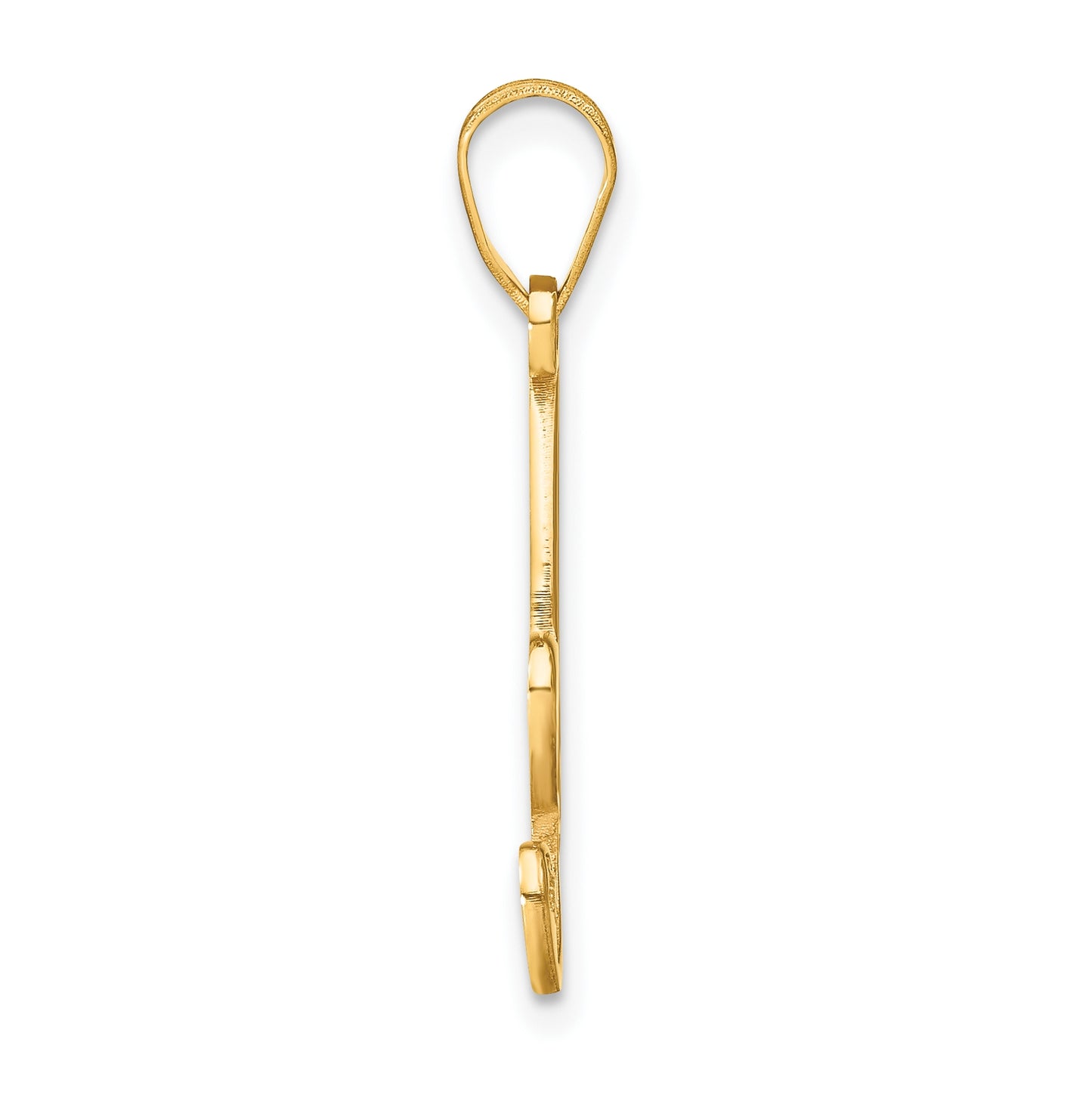 14K Yellow Gold Script Letter A Initial Pendant with Diamond