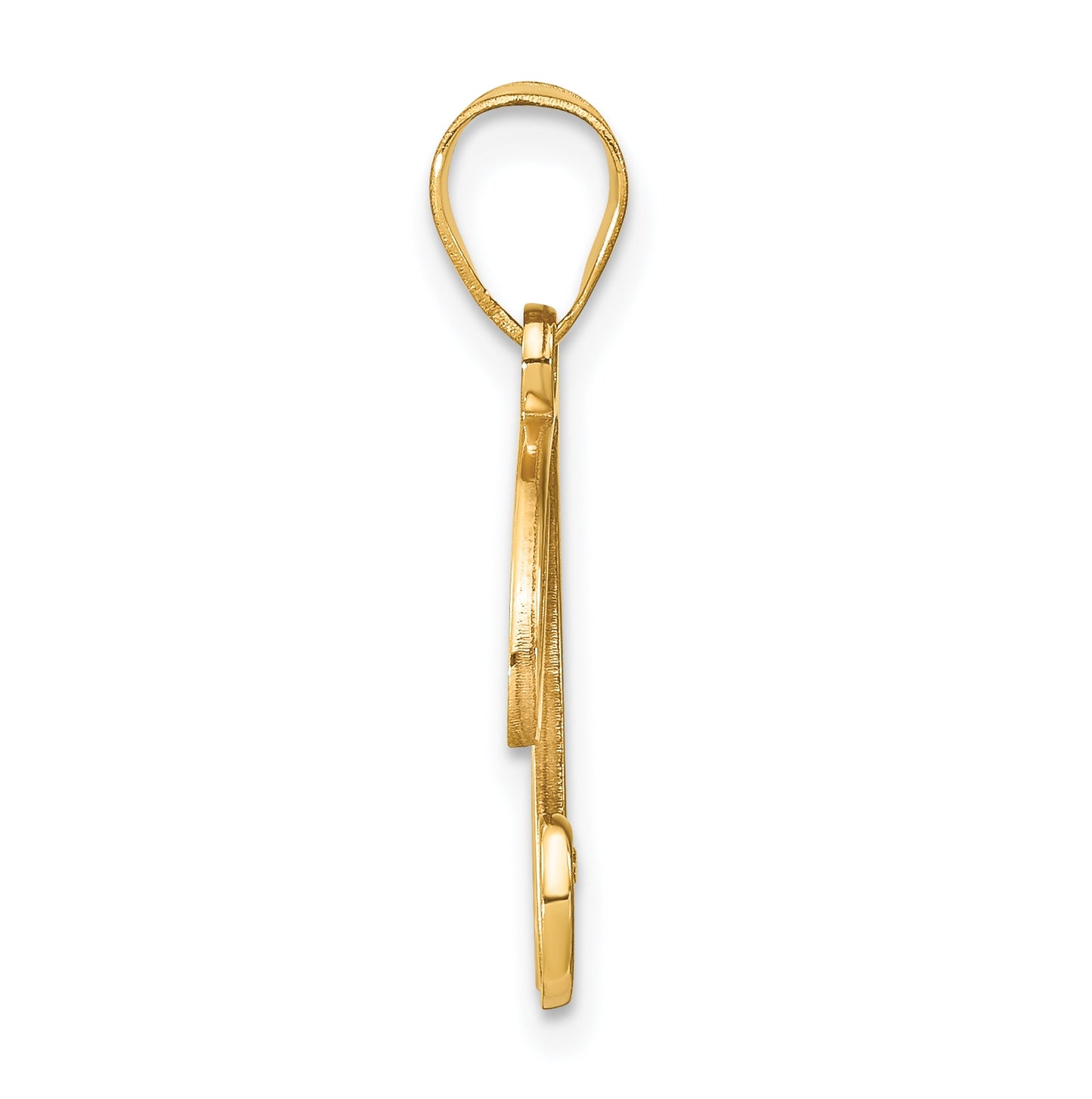 14K Yellow Gold Script Letter B Initial Pendant with Diamond