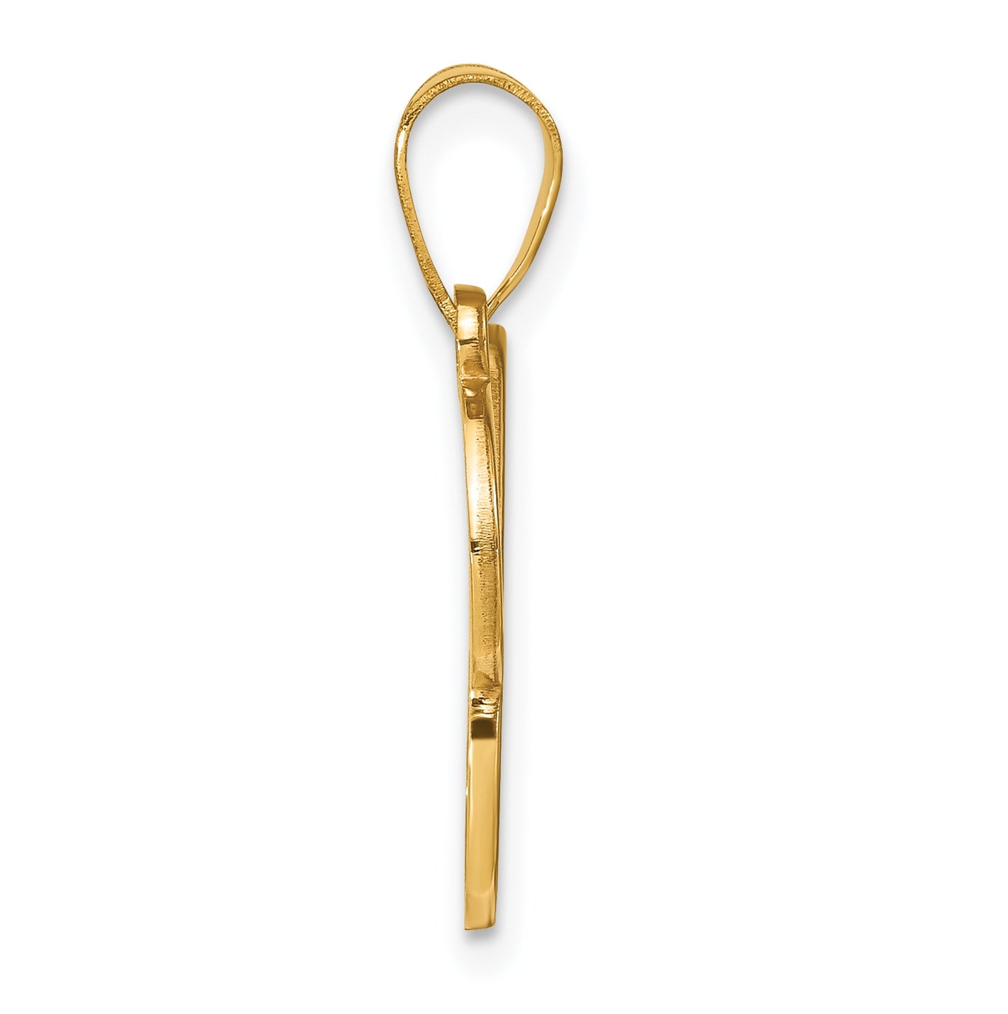 14K Yellow Gold Script Letter C Initial Pendant with Diamond