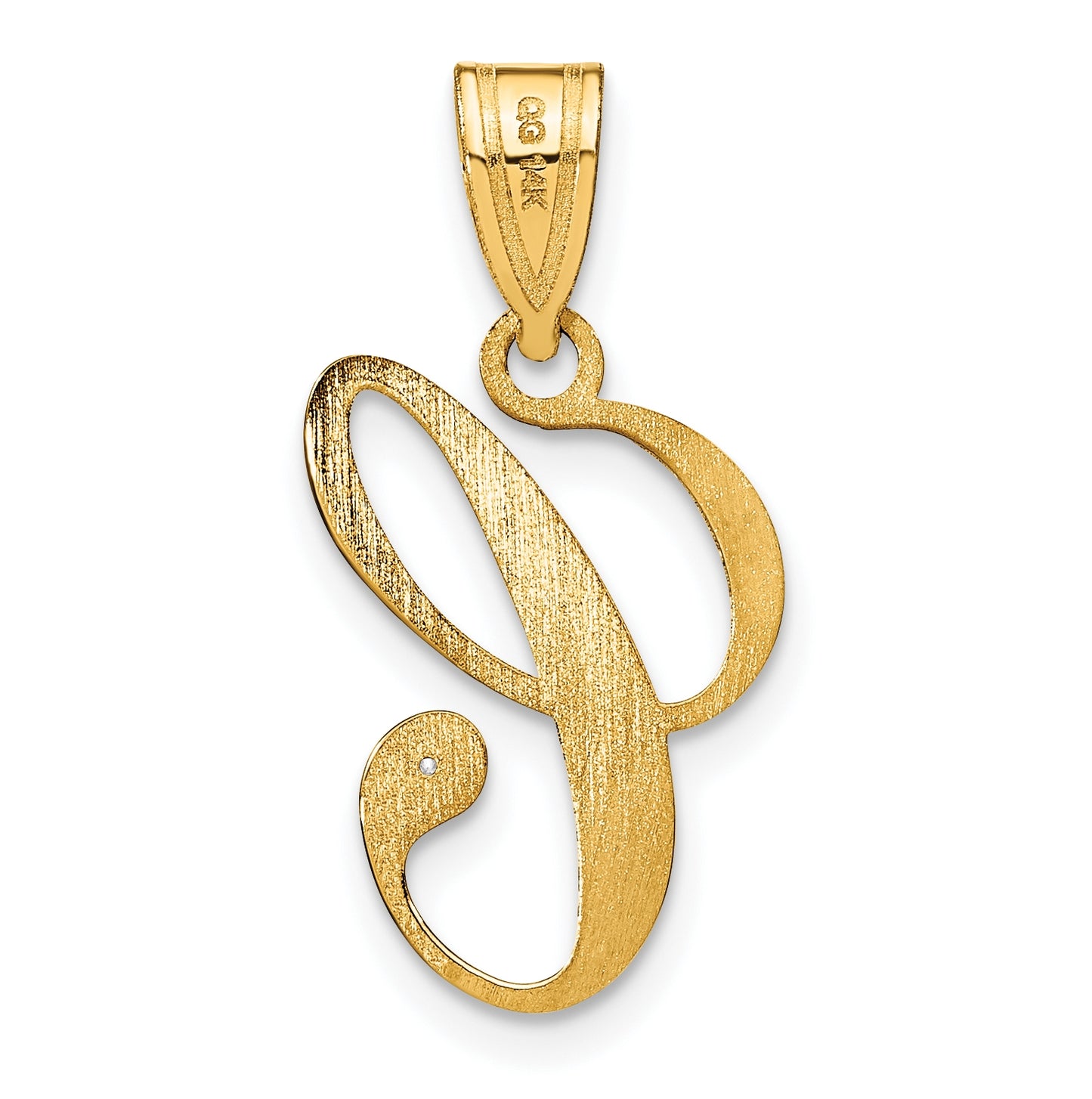 14K Yellow Gold Script Letter C Initial Pendant with Diamond