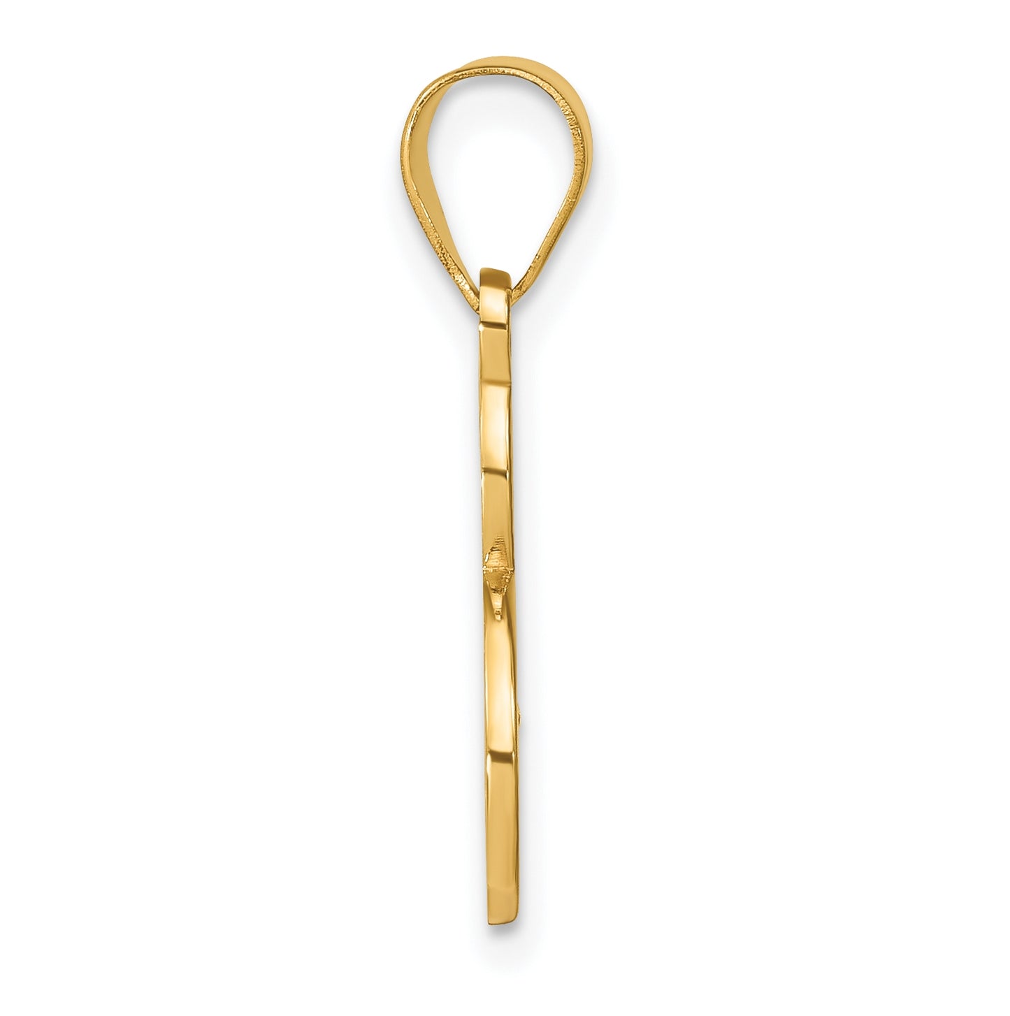 14K Yellow Gold Script Letter E Initial Pendant with Diamond