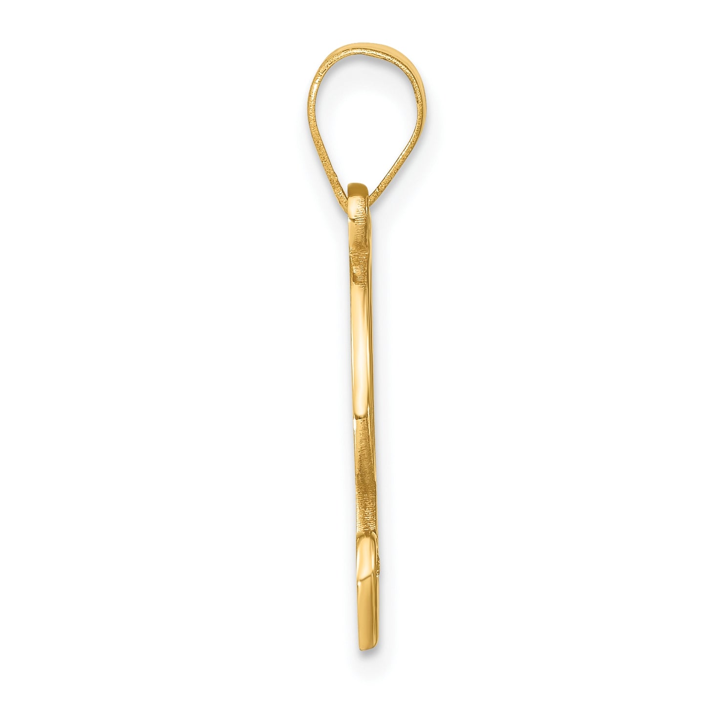 14K Yellow Gold Script Letter F Initial Pendant with Diamond