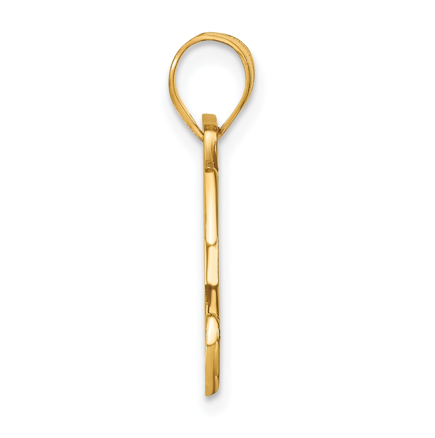 14K Yellow Gold Script Letter H Initial Pendant with Diamond