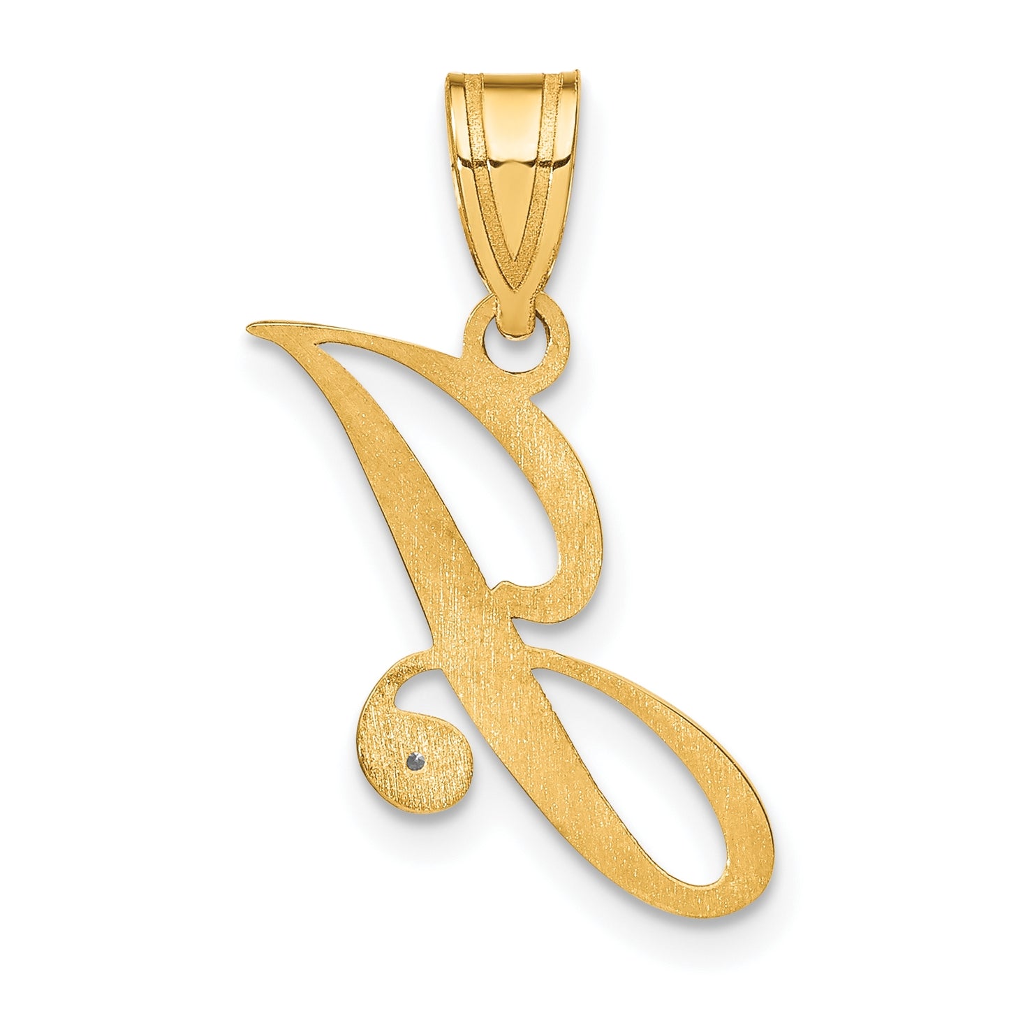 14K Yellow Gold Diamond Script Letter J Initial Pendant
