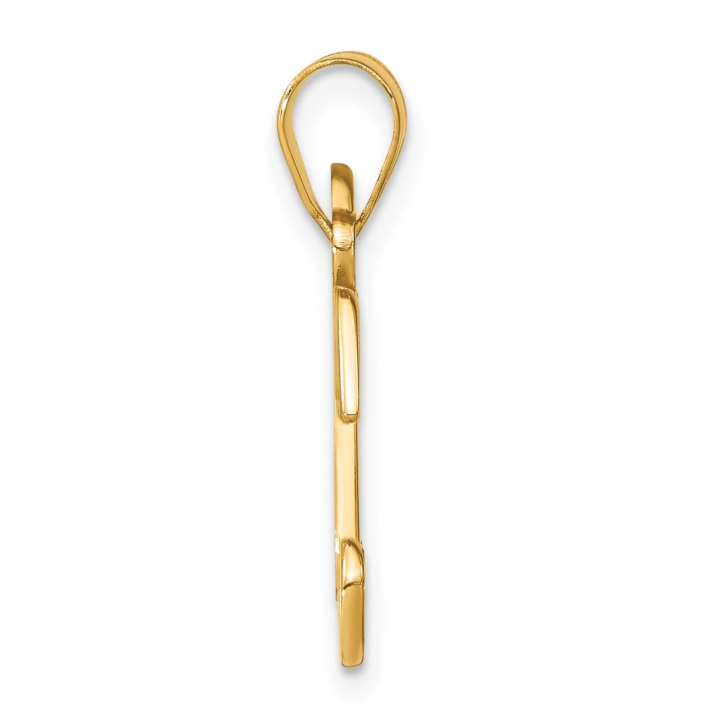 14K Yellow Gold Script Letter K Initial Pendant with Diamond