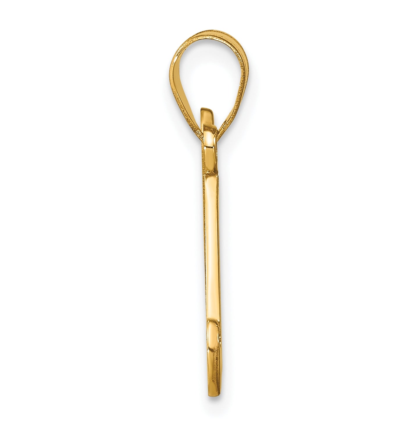 14K Yellow Gold Script Letter M Initial Pendant with Diamond