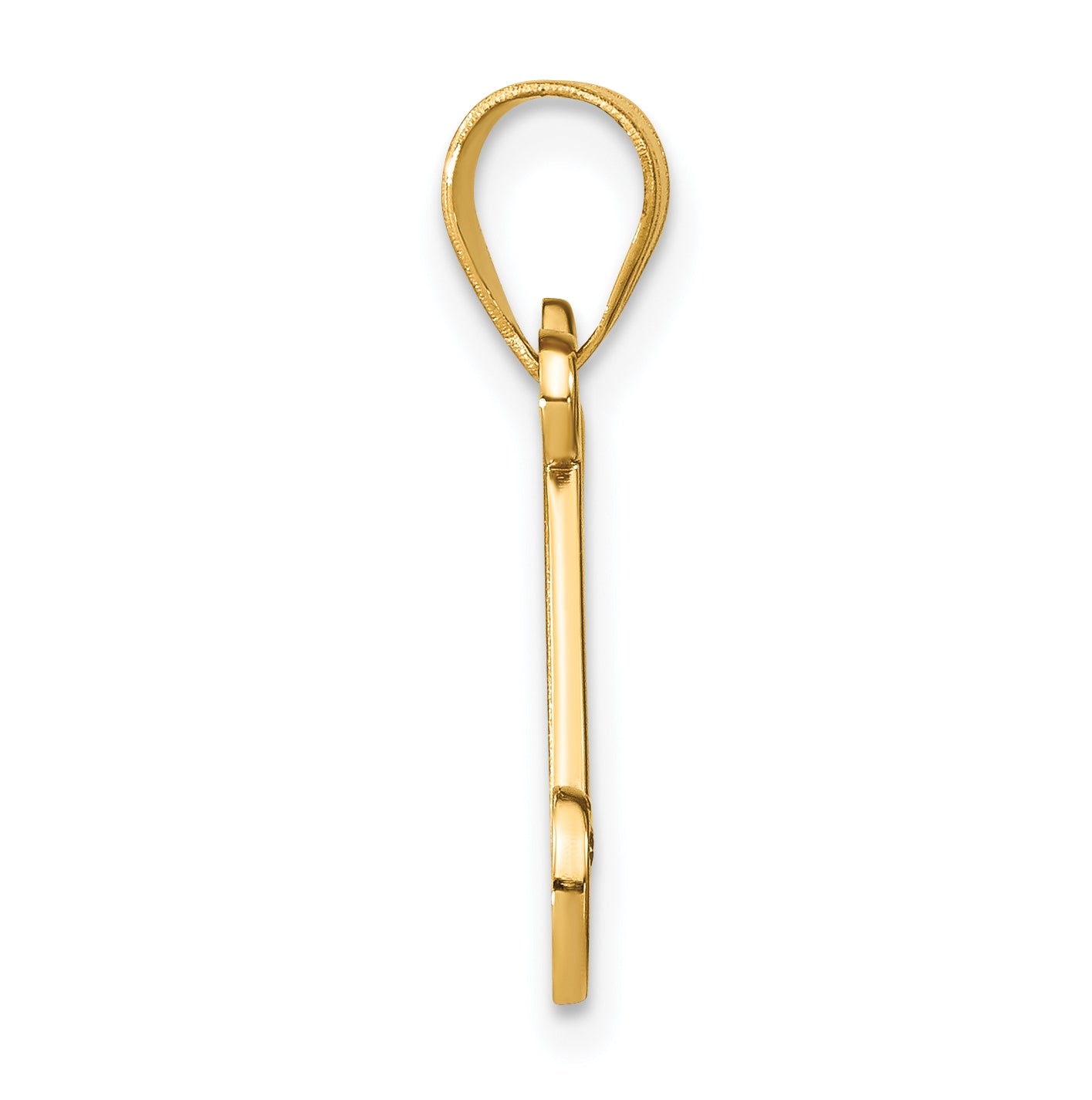 14K Yellow Gold Script Letter N Initial Pendant with Diamond