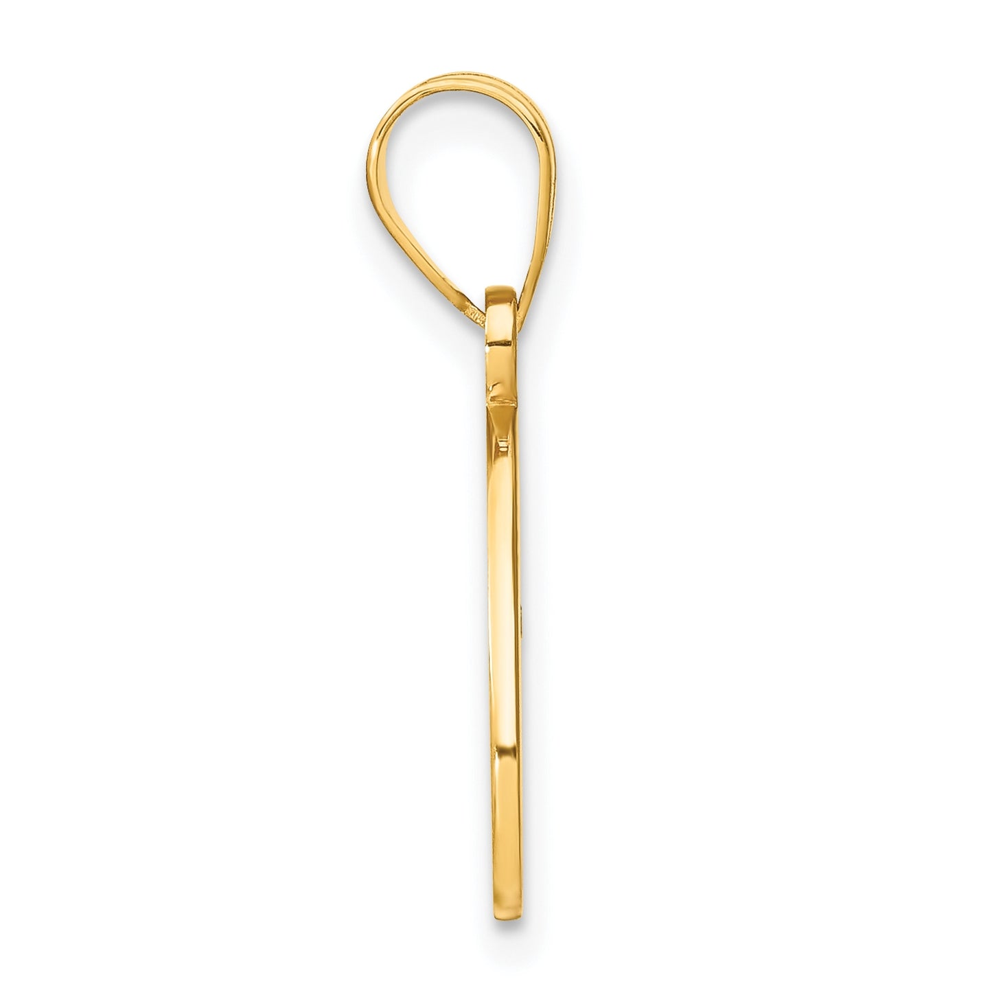 14K Yellow Gold Script Letter O Initial Pendant with Diamond