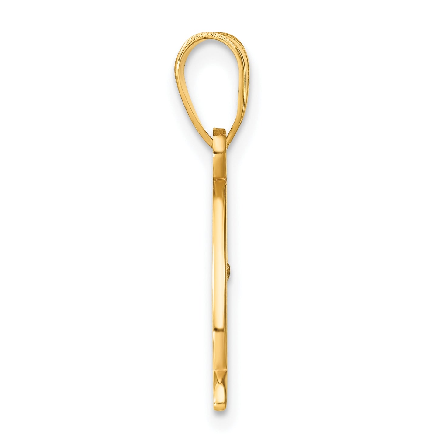 14K Yellow Gold Script Letter Q Initial Pendant with Diamond