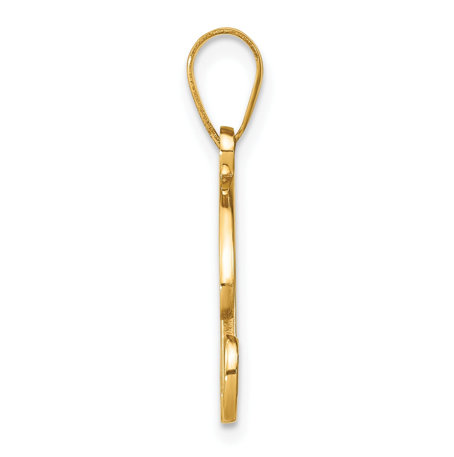 14K Yellow Gold Script Letter R Initial Pendant with Diamond