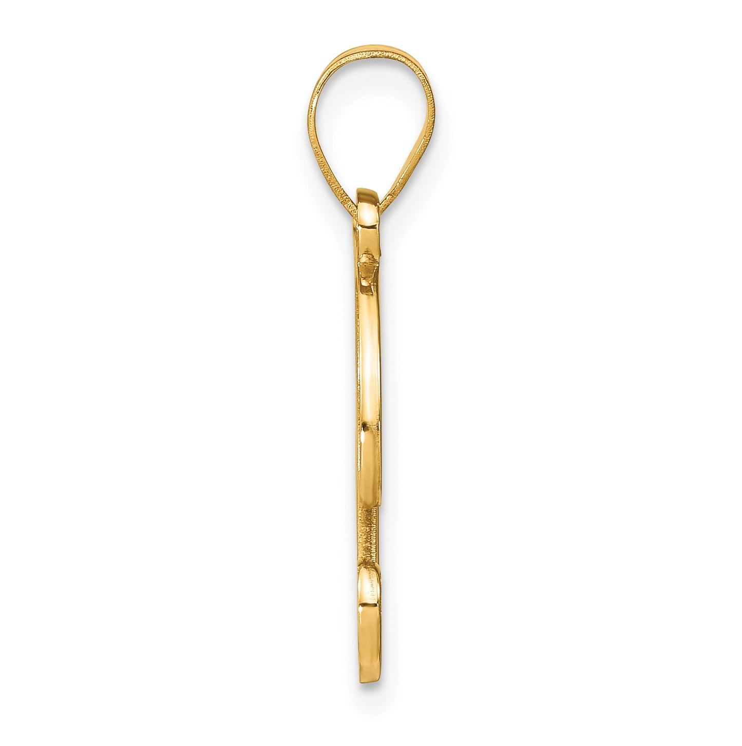 14K Yellow Gold Script Letter T Initial Pendant with Diamond