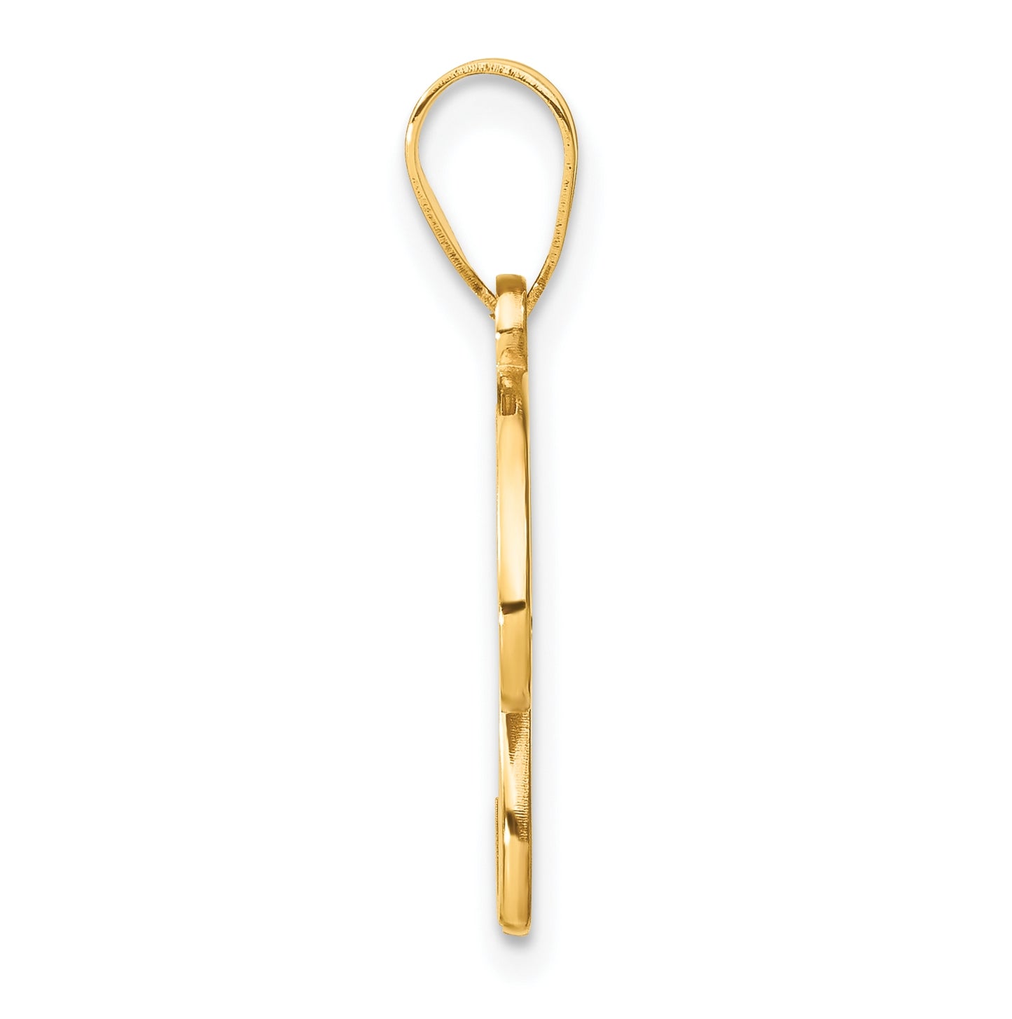 14K Yellow Gold Script Letter U Initial Pendant with Diamond