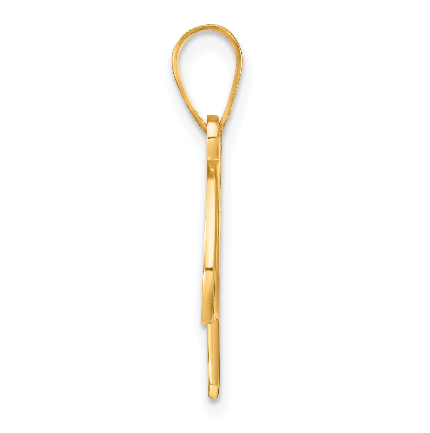 14K Yellow Gold Script Letter V Initial Pendant with Diamond