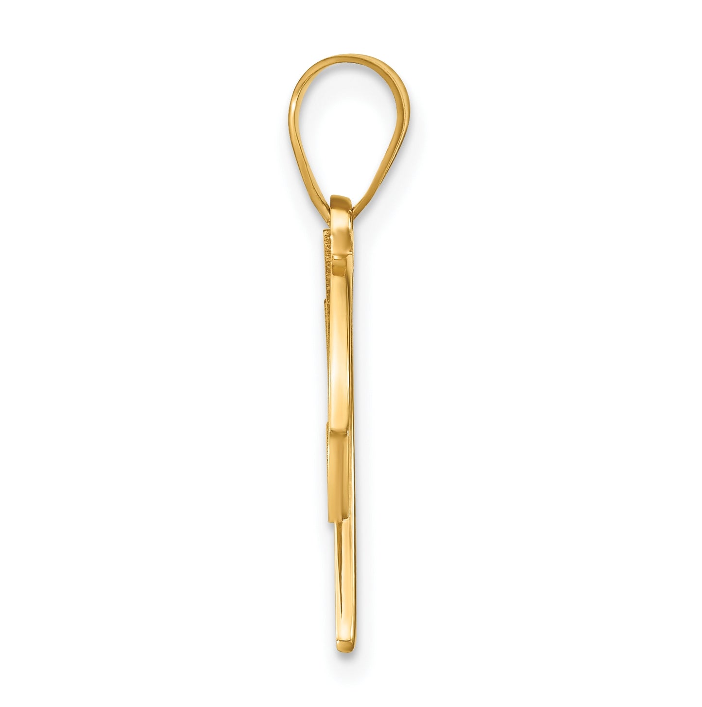 14K Yellow Gold Script Letter W Initial Pendant with Diamond