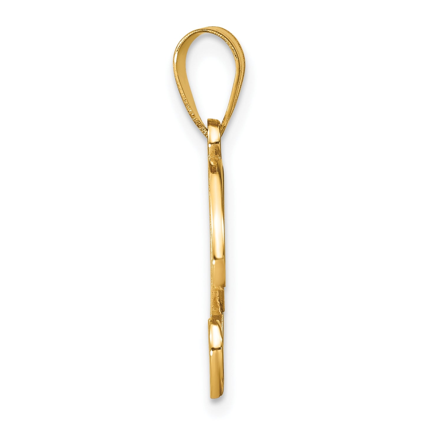 14K Yellow Gold Script Letter Y Initial Pendant with Diamond