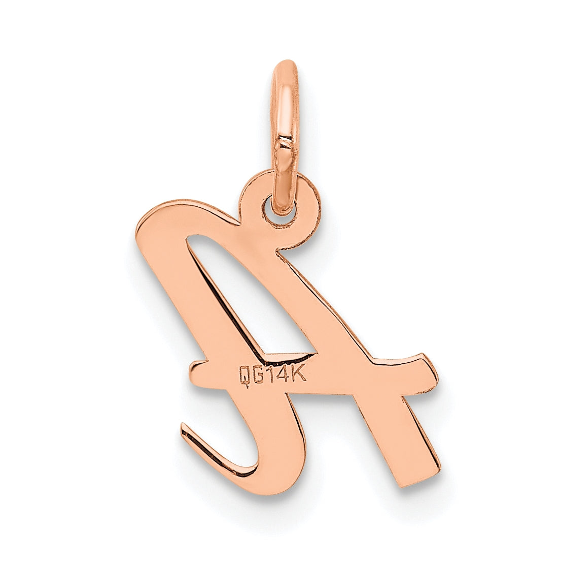 14k Rose Gold Small Script Letter A Initial Charm