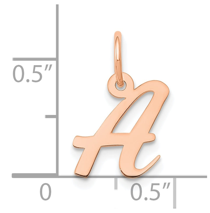14k Rose Gold Small Script Letter A Initial Charm