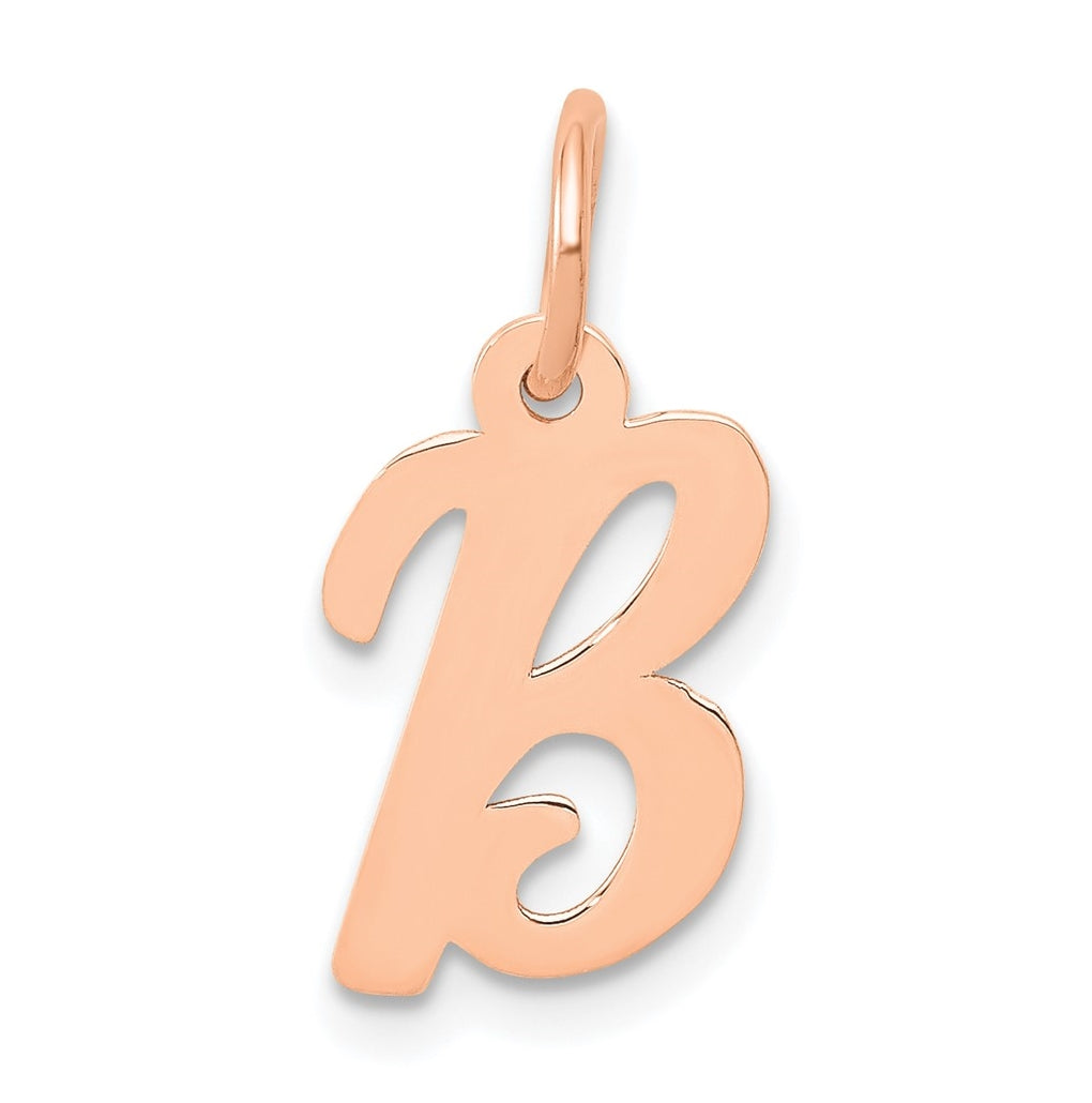 14k Rose Gold Small Script Letter B Initial Charm