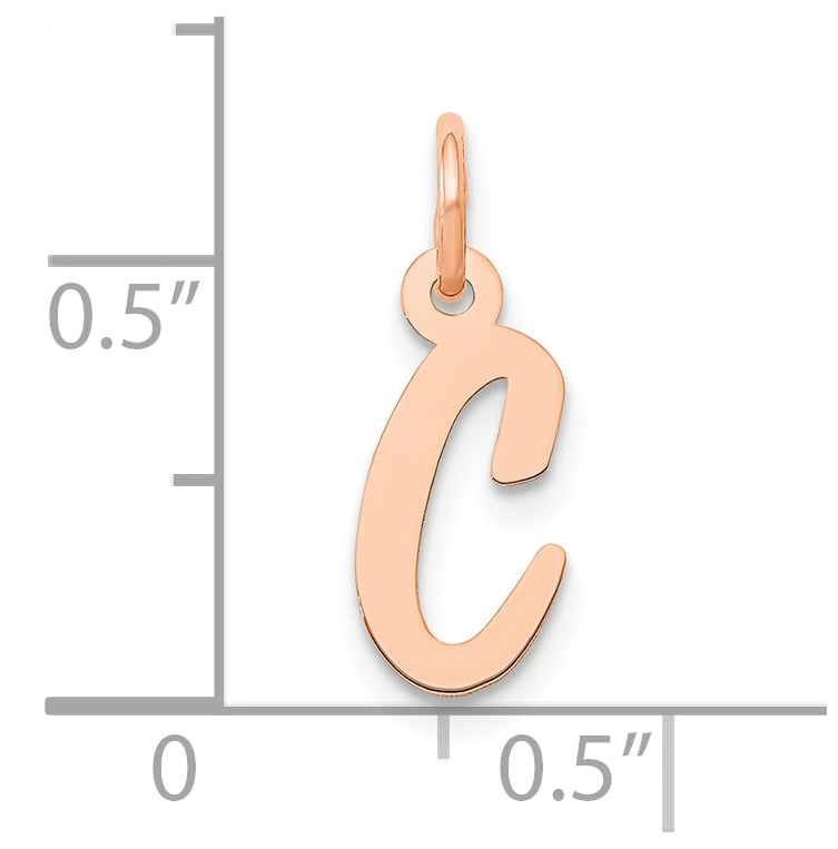 14k Rose Gold Small Script Letter C Initial Charm