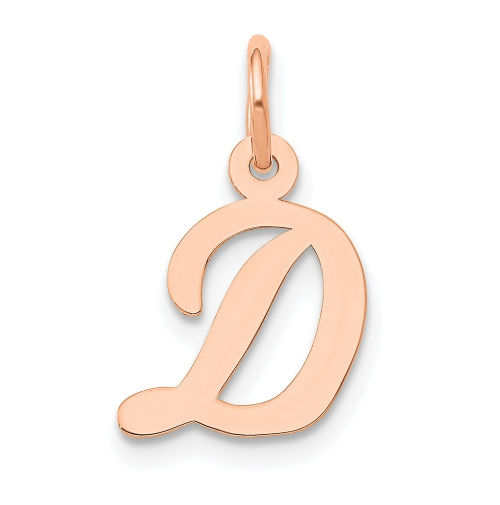 14k Rose Gold Small Script Letter D Initial Charm