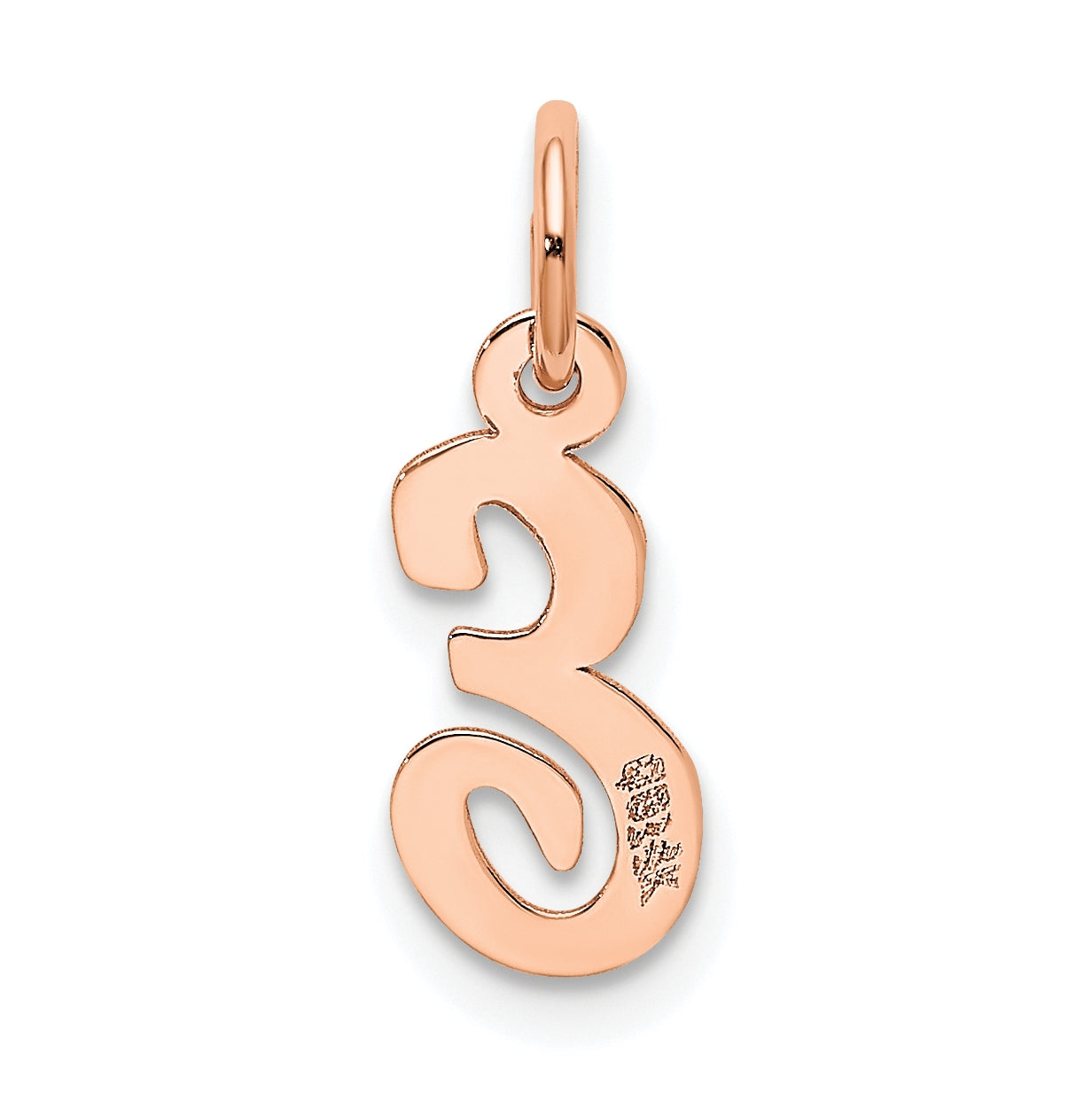 14k Rose Gold Small Script Letter E Initial Charm