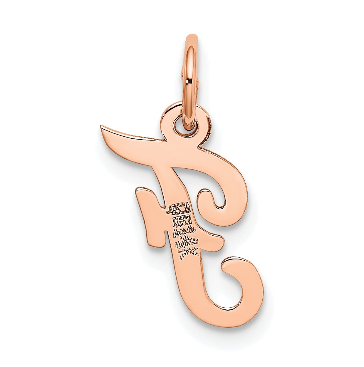14k Rose Gold Small Script Letter F Initial Charm