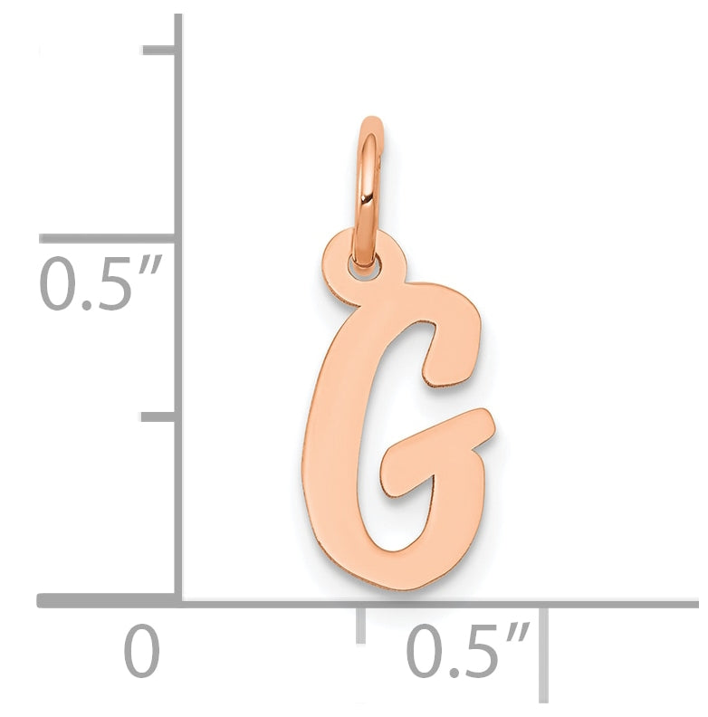 14k Rose Gold Small Script Letter G Initial Charm