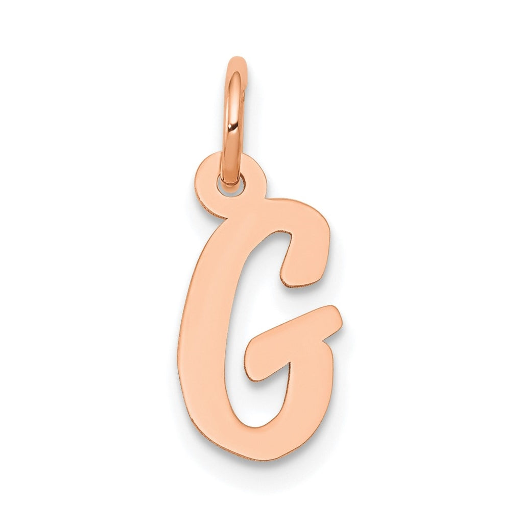 14k Rose Gold Small Script Letter G Initial Charm