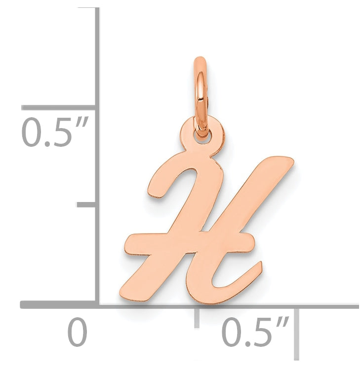 14k Rose Gold Small Script Letter H Initial Charm