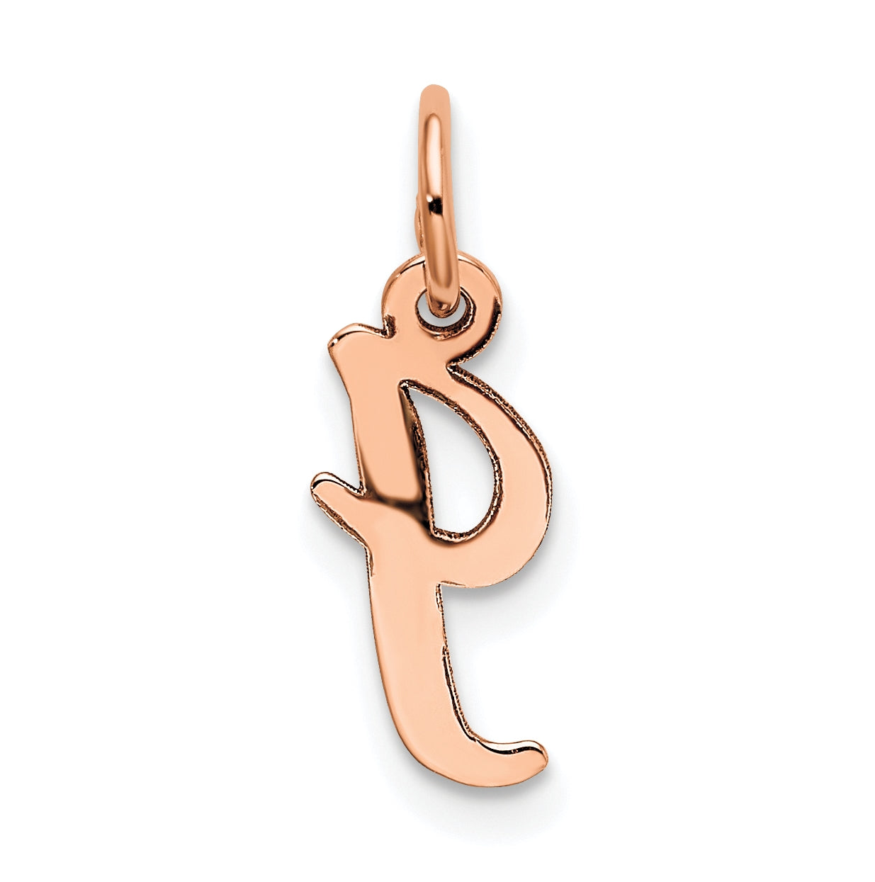 14k Rose Gold Small Script Letter I Initial Charm