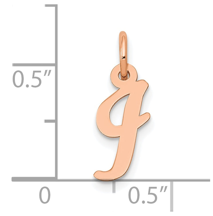 14k Rose Gold Small Script Letter I Initial Charm