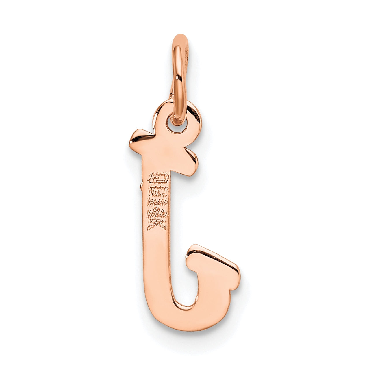 14k Rose Gold Small Script Letter J Initial Charm