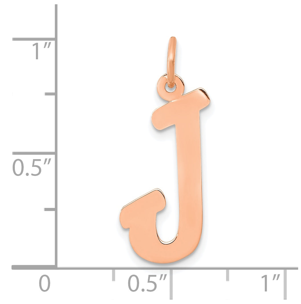 14k Rose Gold Small Script Letter J Initial Charm