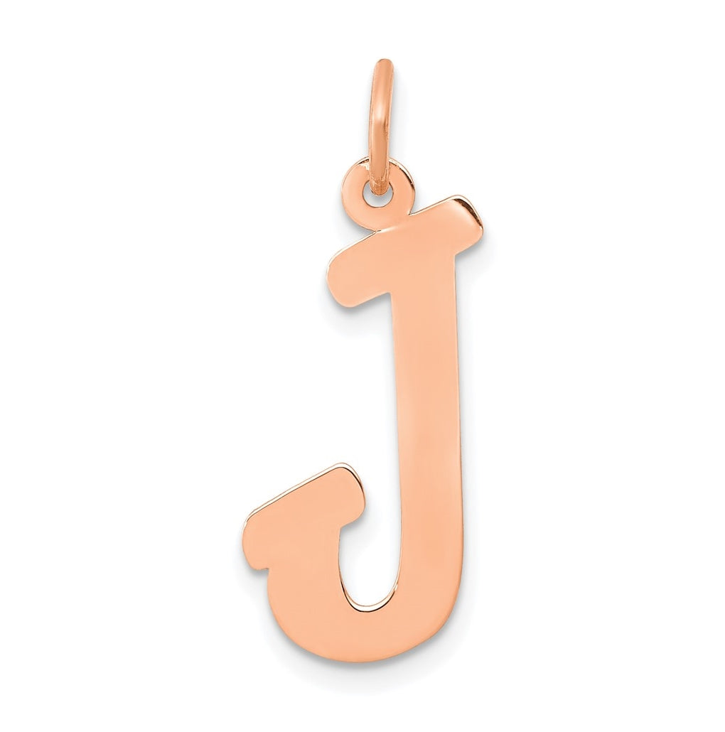 14k Rose Gold Small Script Letter J Initial Charm