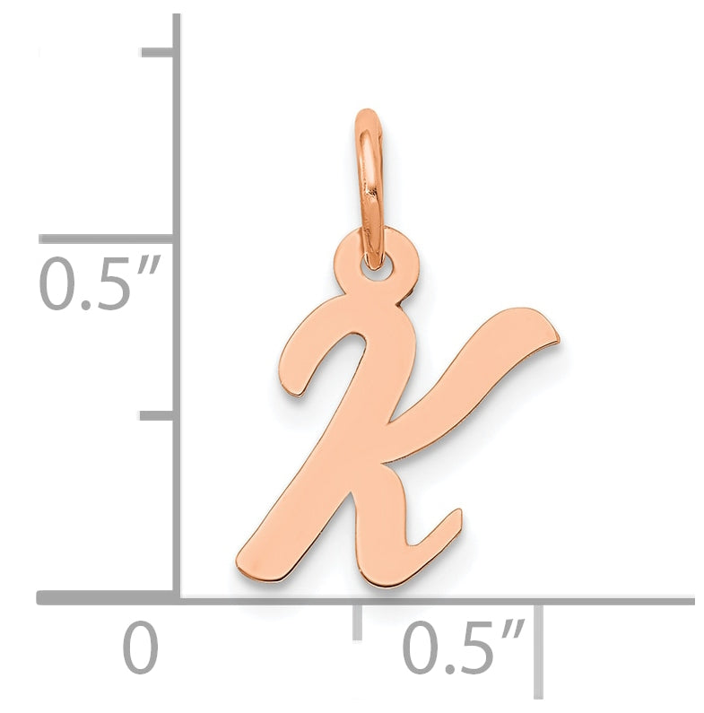 14k Rose Gold Small Script Letter K Initial Charm