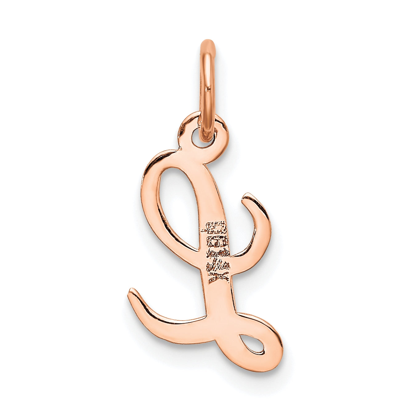 14k Rose Gold Small Script Letter L Initial Charm